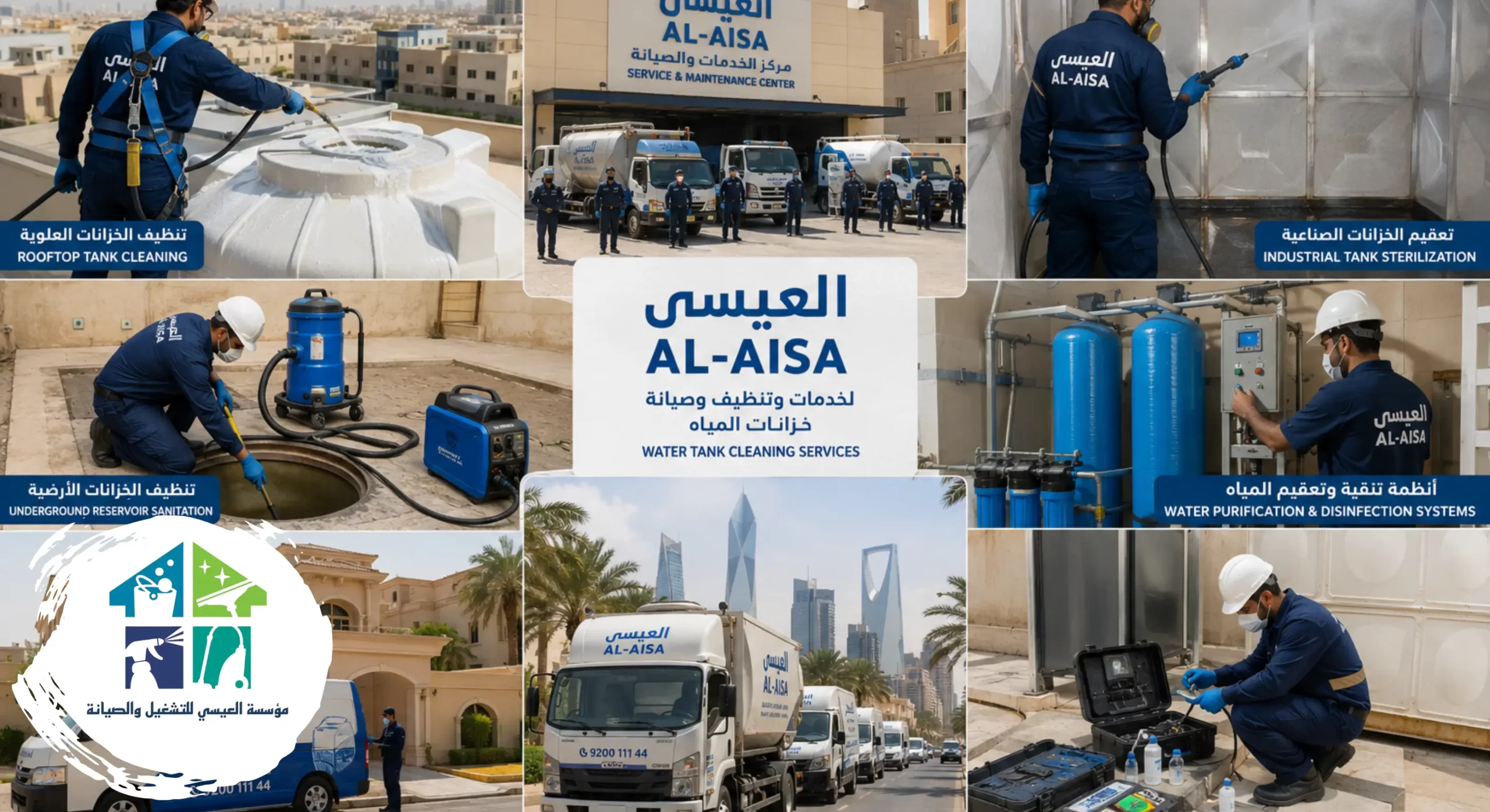 أنواع خدمات تنظيف خزانات المياه التي تقدمها شركة العيسى
